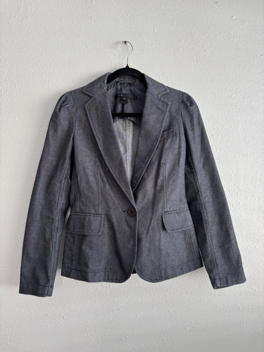 Marc Jacobs Y2K Dark Denim Cotton Blend Fitted Blazer - Size 2